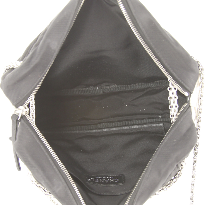 Borsa Chanel Camera in tela nera e bianca - Detail D3