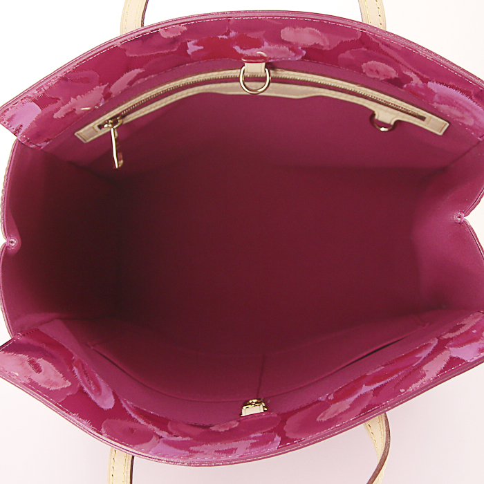 Bolso Cabás Louis Vuitton Catalina en charol Monogram rosa y cuero natural - Detail D2