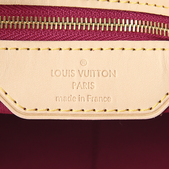 Louis Vuitton Catalina shopping bag in pink monogram patent leather and natural leather - Detail D3