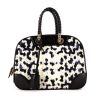 Louis Vuitton handbag in beige, black and blue whool and black leather - 360 thumbnail