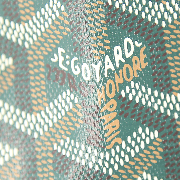 Goyard Saint-Louis small model shopping bag in green monogram canvas and green leather - Detail D3