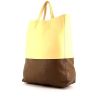 Celine Cabas Vertical shopping bag in vanilla yellow and brown leather - 00pp thumbnail