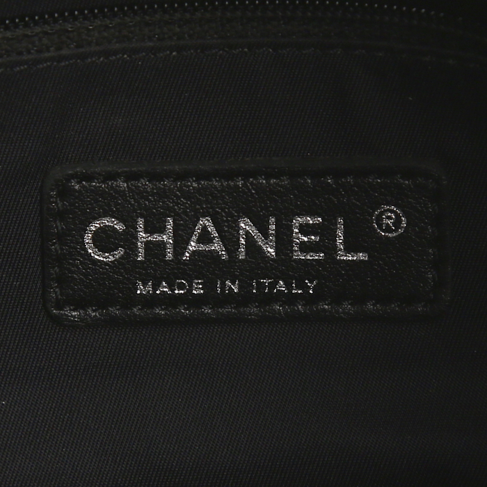 Chanel Paris-Biarritz handbag in black coated canvas and black canvas - Detail D3