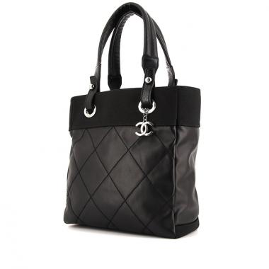 Bolso de mano Chanel Paris-Biarritz en lona revestida negra y lona negra