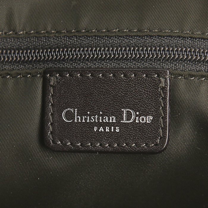 Bolso para llevar al hombro o en la mano Dior Romantique en lona Monogram revestida marrón y cuero marrón oscuro - Detail D3