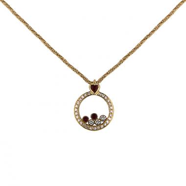 Collar Chopard Happy Diamonds en oro amarillo,  diamantes y rubíes
