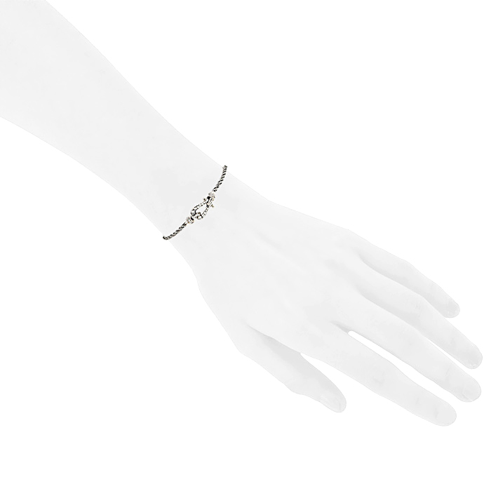 Bracciale Fred Force 10 modello piccolo in oro bianco,  acciaio e diamanti - Detail D1