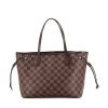 Louis Vuitton Neverfull small model shopping bag in ebene damier canvas and brown leather - 360 thumbnail