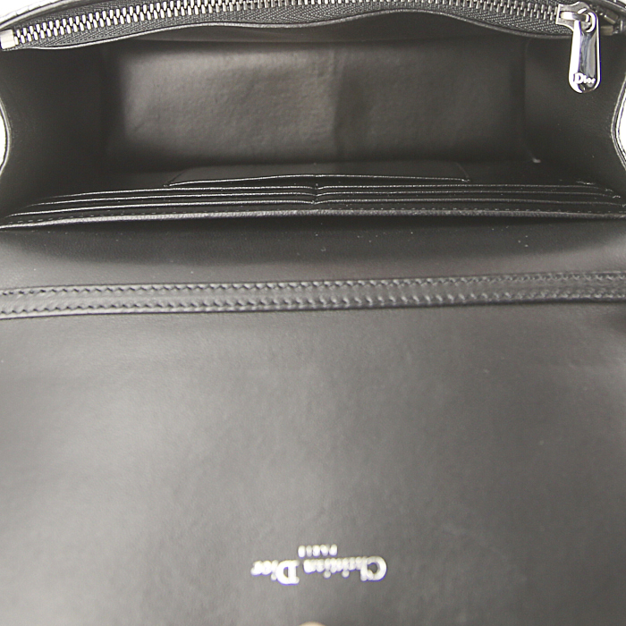 Dior Miss Dior Promenade shoulder bag in silver lizzard and silver leather - Detail D2