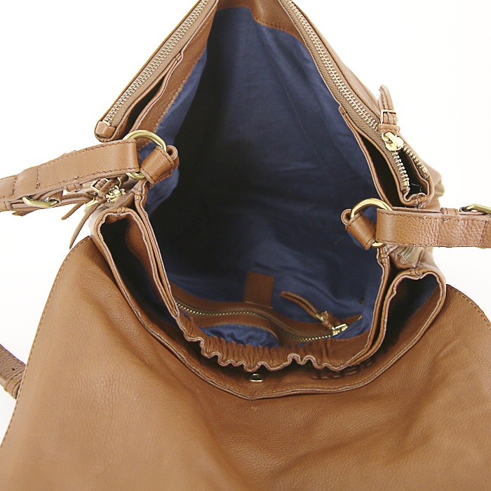 Bolso bandolera Jerome Dreyfuss Albert en cuero granulado color camel - Detail D2