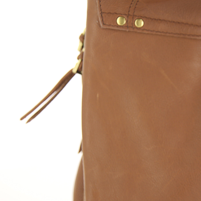 Bolso bandolera Jerome Dreyfuss Albert en cuero granulado color camel - Detail D4