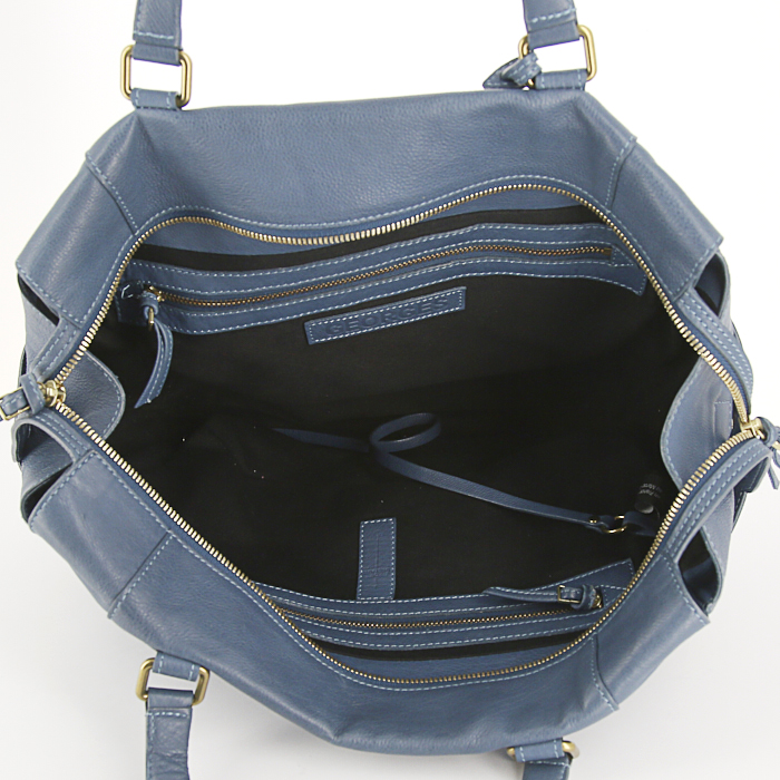 Jerome Dreyfuss shoulder bag in blue grained leather - Detail D2