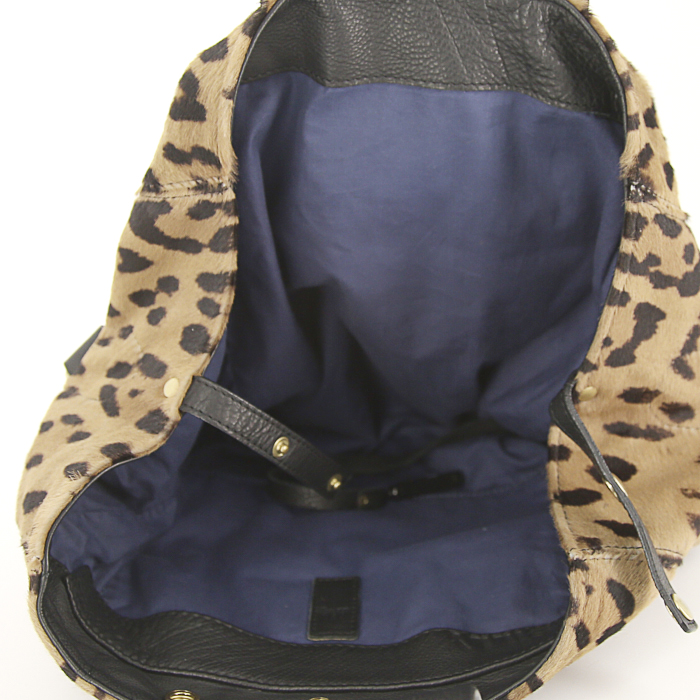 Bolso de mano Jerome Dreyfuss Billy M en piel de potro y cuero negro - Detail D3