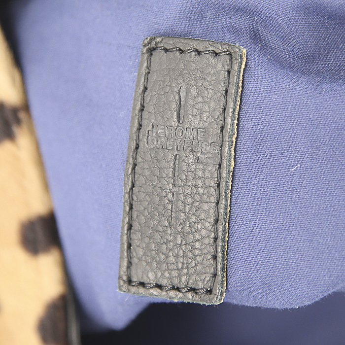 Sac à main Jerome Dreyfuss Billy M en poulain et cuir noir - Detail D4