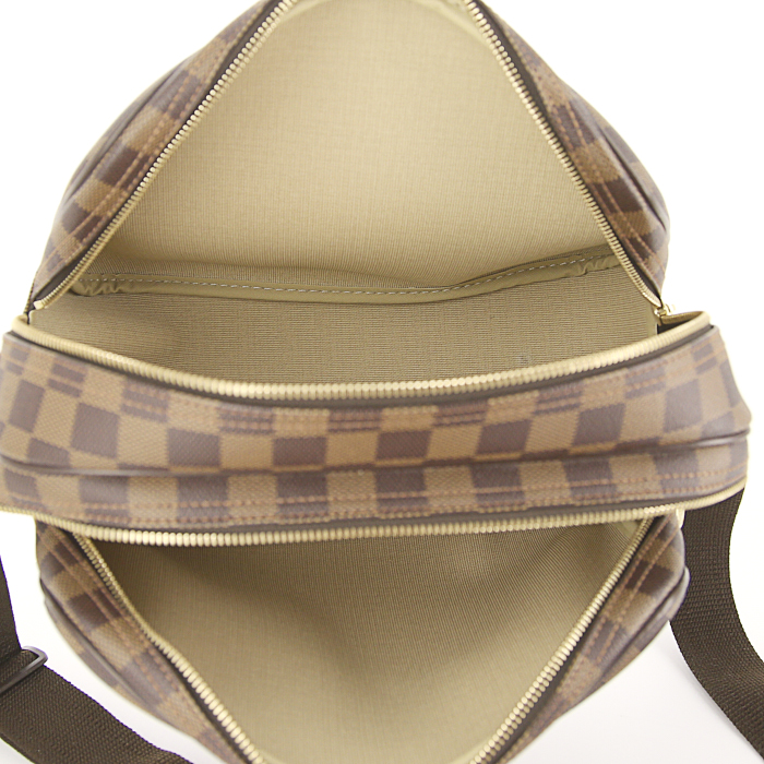Louis Vuitton Reporter small model shoulder bag in damier canvas and brown leather - Detail D2