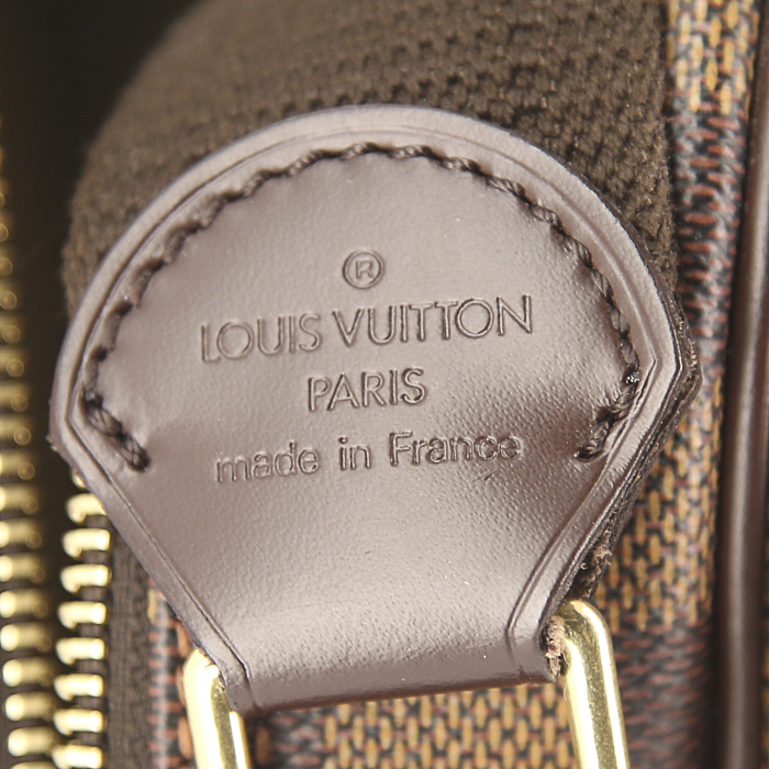 Louis Vuitton Reporter small model shoulder bag in damier canvas and brown leather - Detail D3