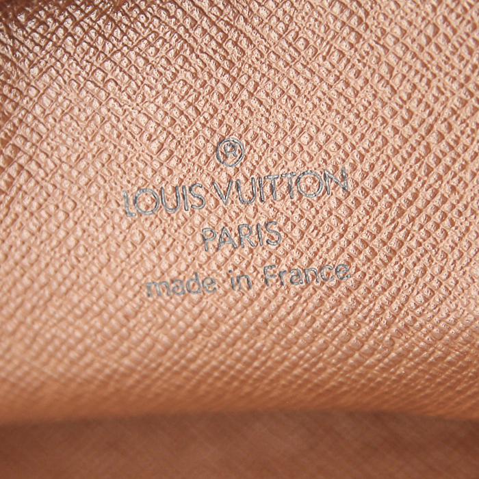 Borsa a tracolla Louis Vuitton in tela monogram cerata marrone e pelle naturale - Detail D3