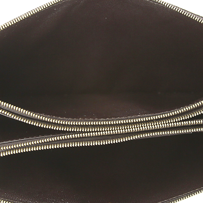 Pochette Celine in lucertola marrone caramello e marrone scuro e pelle marrone scuro - Detail D2