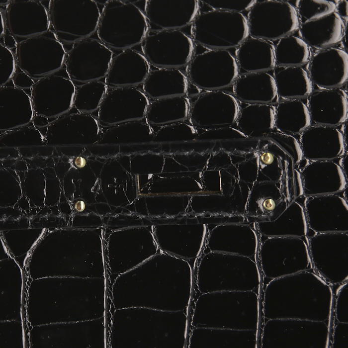 Borsa Hermes Birkin 35 cm in coccodrillo marino nero - Detail D4