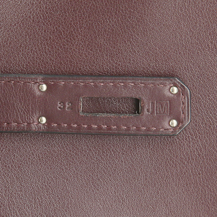 Hermes Birkin 35 cm handbag in purple Raisin Swift leather - Detail D4