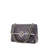 Chanel Vintage handbag in navy blue quilted leather and white piping - 00pp thumbnail