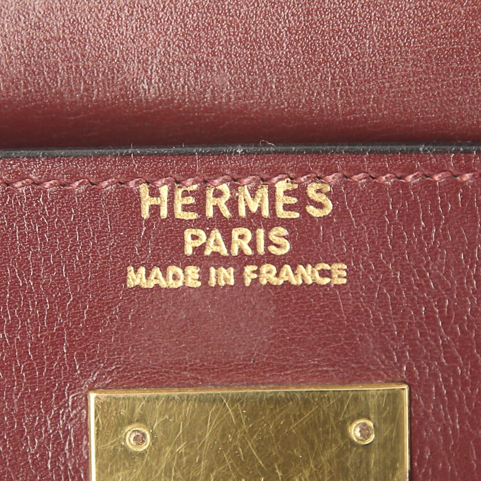 Sac à main Hermes Kelly 32 cm en cuir box bordeaux - Detail D4