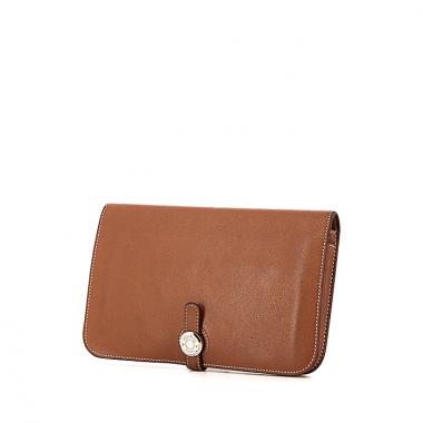 Billetera Hermes Dogon - Pocket Hand en cuero swift color oro