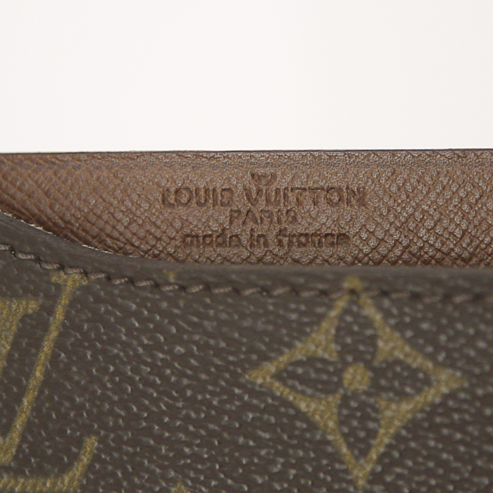 Porta-documentos Louis Vuitton en lona Monogram y cuero marrón - Detail D3