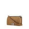 Chanel Boy shoulder bag in gold quilted grained leather - 00pp thumbnail