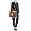 Louis Vuitton Greenwich travel bag in ebene damier canvas and natural leather - Detail D1 thumbnail