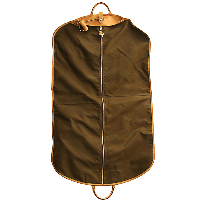 Funda protectora para ropa Louis Vuitton en lona Monogram marrón y cuero natural - Detail D1