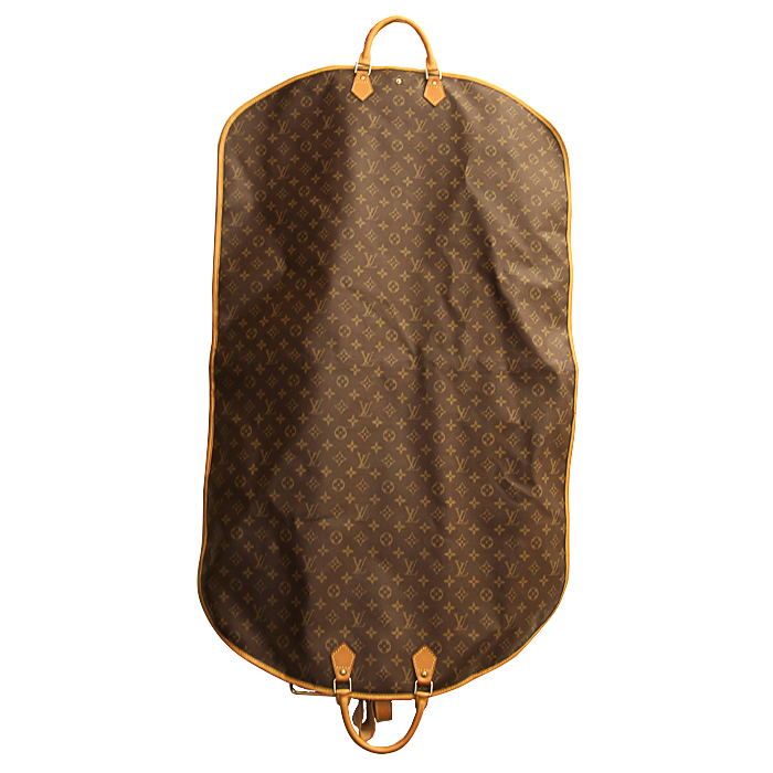 Funda protectora para ropa Louis Vuitton en lona Monogram marrón y cuero natural - Detail D2