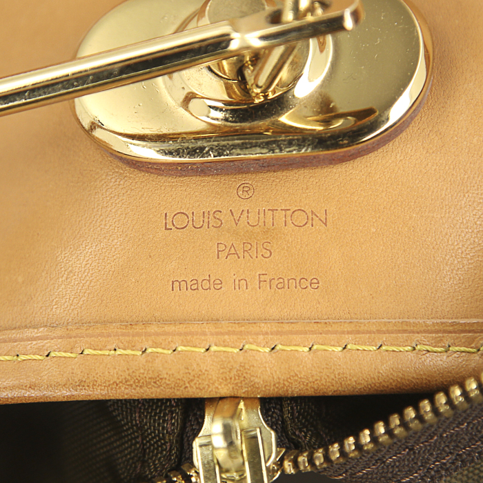 Porta abiti Louis Vuitton in tela monogram marrone e pelle naturale - Detail D5