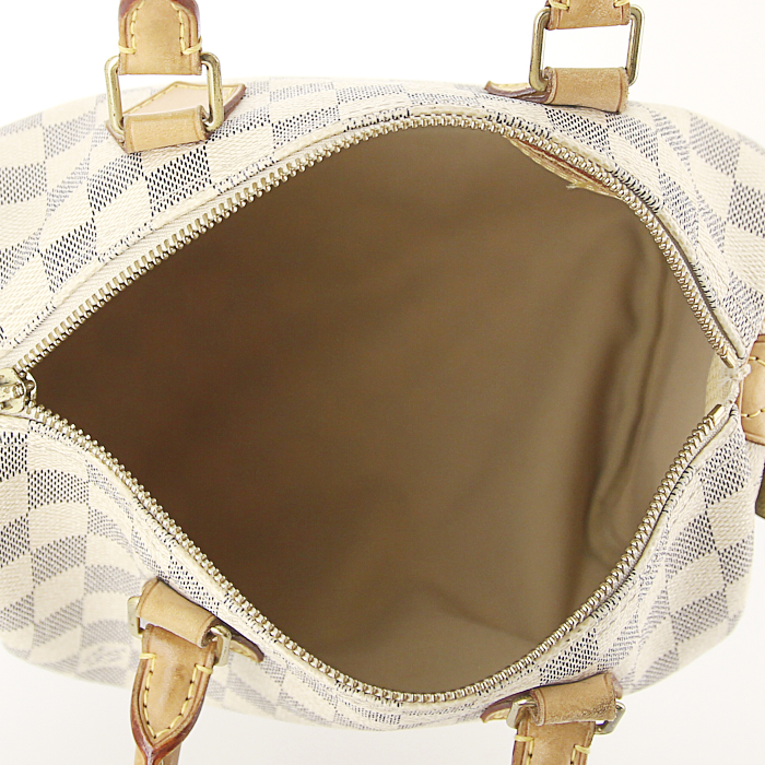 Borsa Louis Vuitton Speedy 25 cm in tela a scacchi e pelle naturale - Detail D2