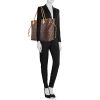 Shopping bag Louis Vuitton Neverfull modello medio in tela monogram e pelle naturale - Detail D1 thumbnail