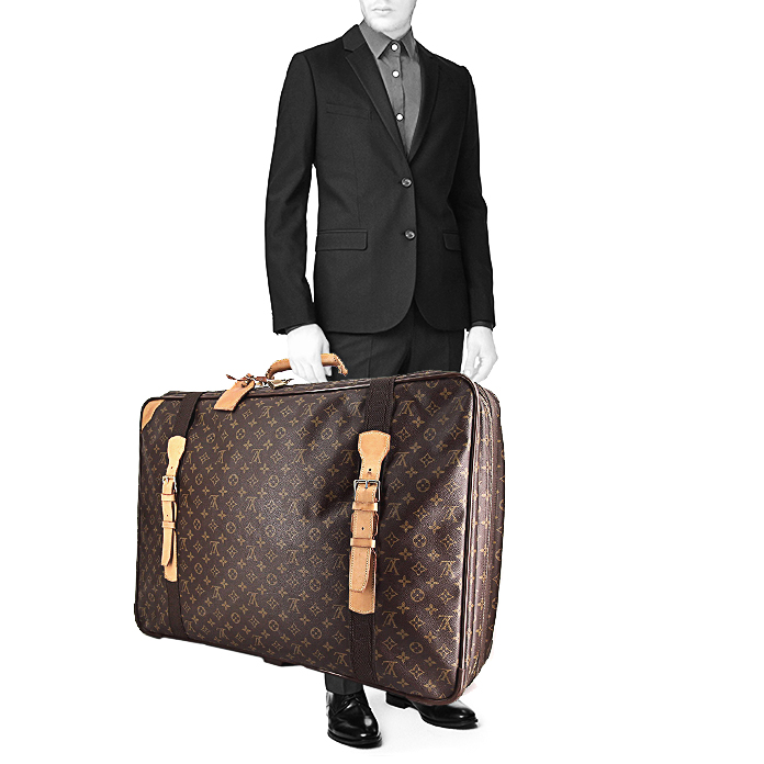 Valigia Louis Vuitton Satellite in tela monogram marrone e pelle naturale - Detail D1