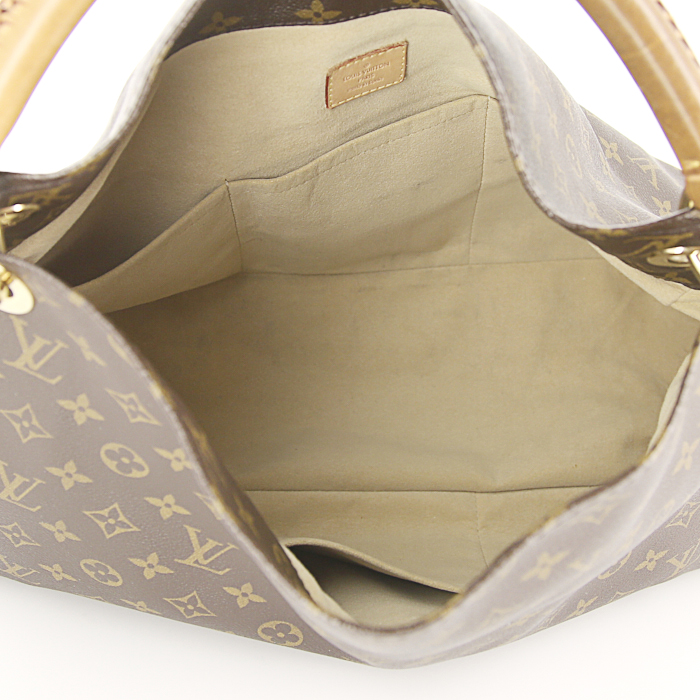 Sac à main Louis Vuitton Artsy moyen modèle en toile monogram marron et cuir naturel - Detail D2