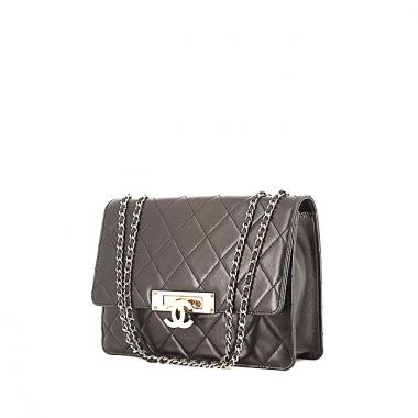 Sac à main Chanel Vintage en cuir matelassé noir