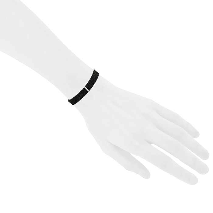 Bracelet Mauboussin Moi Non Plus & Toi Non Plus en or blanc 14k,  acier noir et diamants - Detail D1