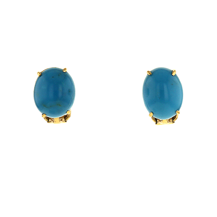 Boucles D'oreilles Longues Années 80 - Pampilles Turquoises Et Argenté