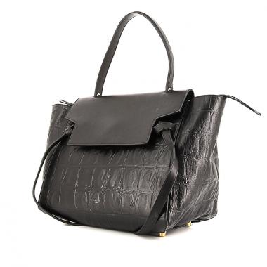 Borsa Celine Belt modello medio in pelle nera simil coccodrillo