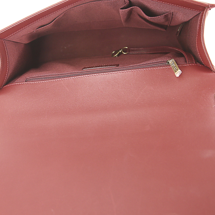 Borsa a tracolla Chanel Boy in pelle rossa - Detail D3