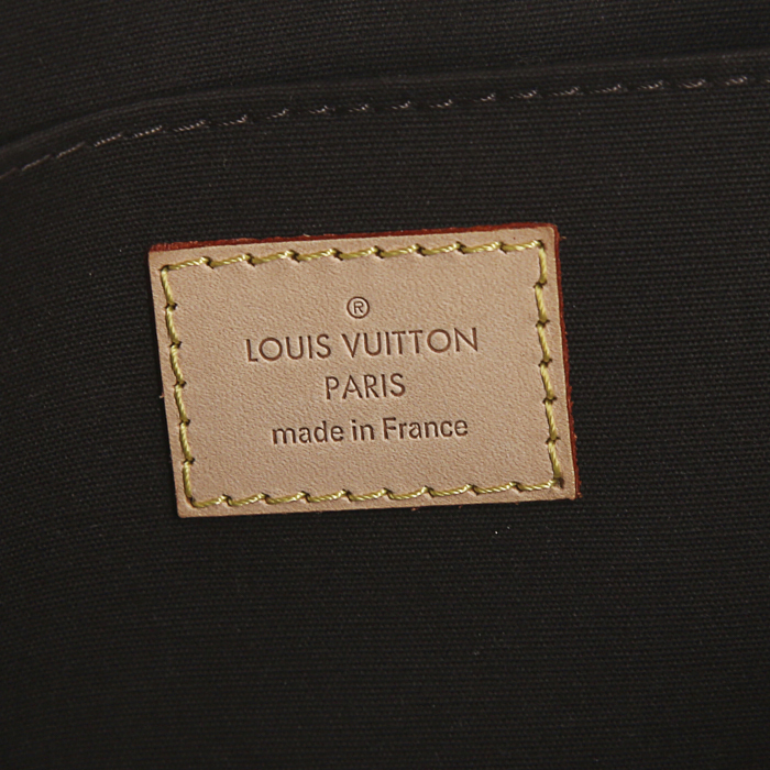 Louis Vuitton Roxbury handbag in burgundy monogram patent leather and natural leather - Detail D4