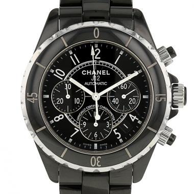 Orologio Chanel J12 Chronographe in ceramica nera e acciaio Circa  2000