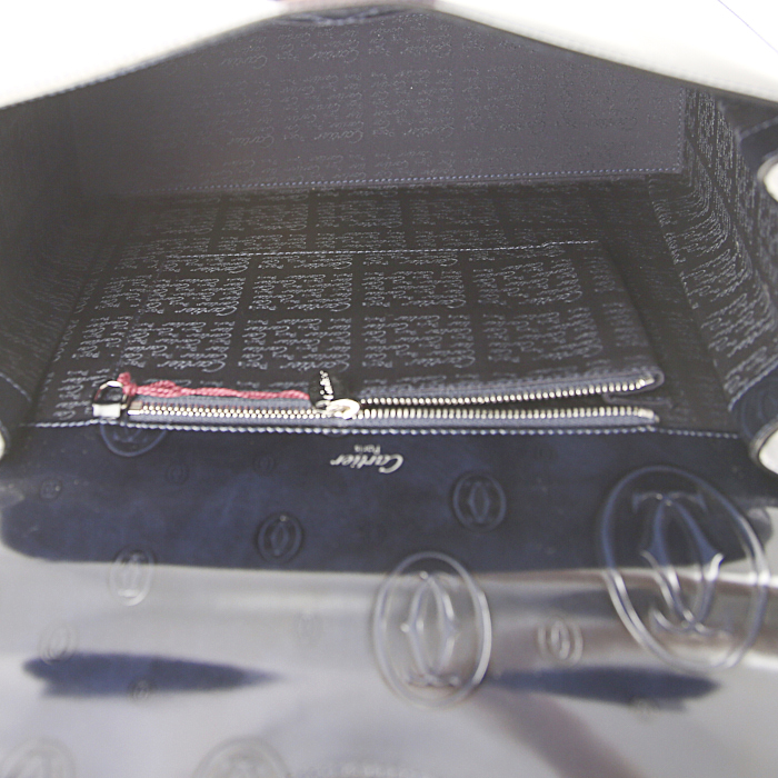 Borsa Cartier in pelle lucida blu marino - Detail D2