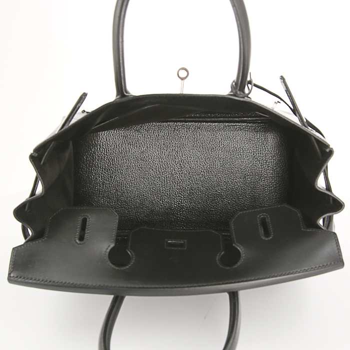 Sac à main Hermes Birkin 30 cm en cuir box noir - Detail D2