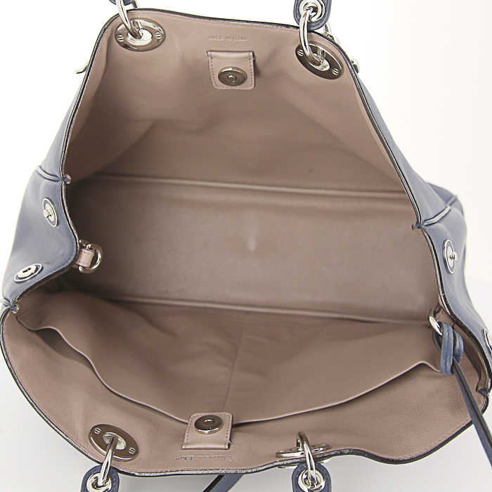 Dior Diorissimo large model shopping bag in navy blue leather - Detail D3