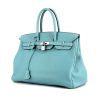 Hermes Birkin 35 cm handbag in light blue leather clémence - 00pp thumbnail