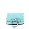 Hermes Birkin 35 cm handbag in light blue leather clémence - 360 Front thumbnail