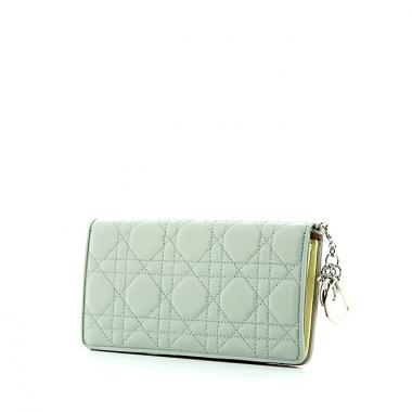 Portefeuille Dior en cuir vert-d'eau